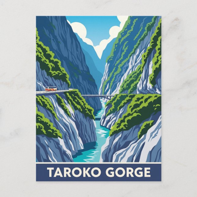 Vintage Taiwan Taroko Gorge Travel Postcard (Front)