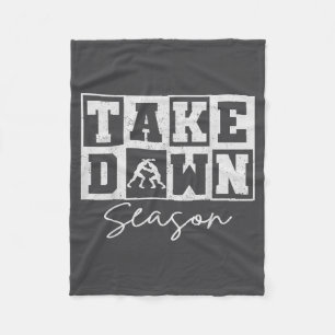 Vintage Take Down Season Wrestling Men Women Kids Fleece Blanket