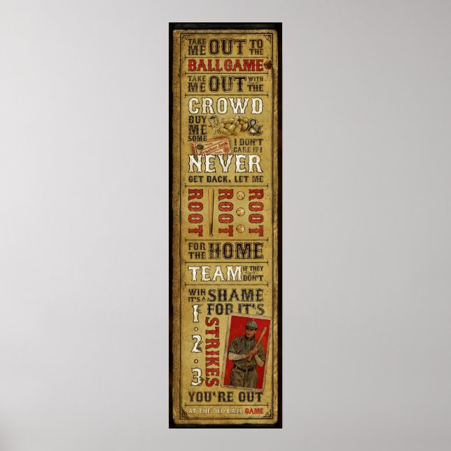 Vintage Take Me Out to the Ballgame Print (Front)