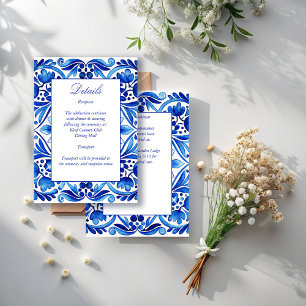 Vintage Talavera Azulejo blue tiles wedding Enclosure Card