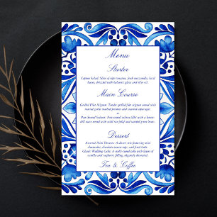 Vintage Talavera Azulejo Mediterranean blue menu