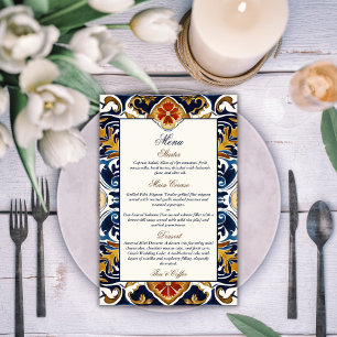 Vintage Talavera Azulejo Mexican wedding menu