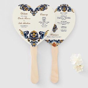 Vintage Talavera Azulejo Mexican wedding program Hand Fan