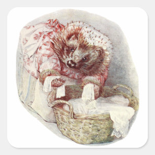 Vintage Tale of Mrs Tiggy Winkle Laundry Day Square Sticker