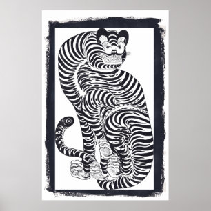 Vintage talismanic tiger in Black Frame LARGE Poster