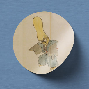 Vintage Tall-Headed Yokai Swordsman Classic Round Sticker