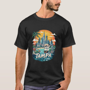 Vintage Tampa Florida Sunset Skyline Coastal Citys T-Shirt
