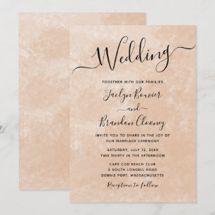 Vintage Tan Brown Watercolor Script Wedding Invitation