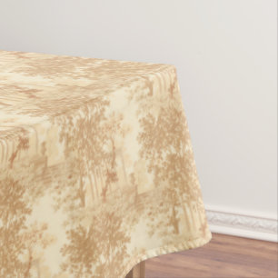 Vintage Tan Landscape Toile w/Urns and Columns   Tablecloth