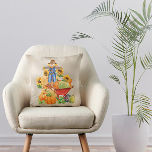 Vintage Tan Scarecrow Sunflower Cushion