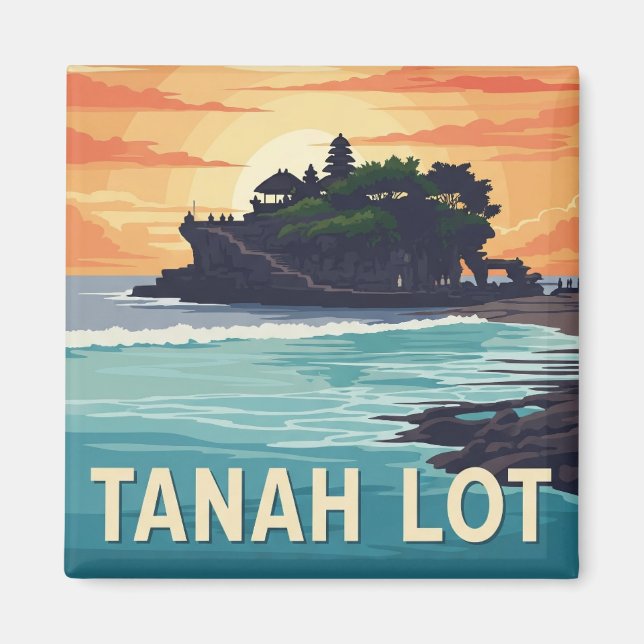 Vintage Tanah Lot Bali Indonesia Travel Magnet (Front)