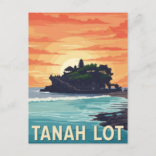 Vintage Tanah Lot Bali Indonesia Travel Postcard