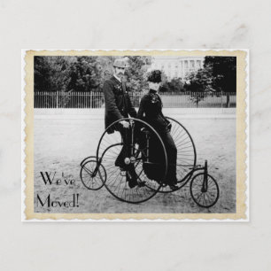 Vintage Tandem Bicycle Moving Postcard