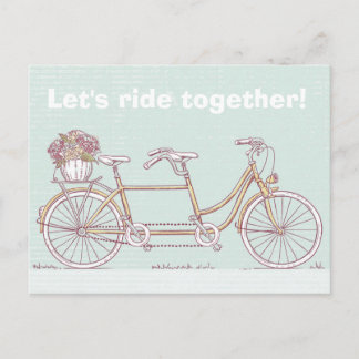 Vintage Tandem Bicycle Postcard