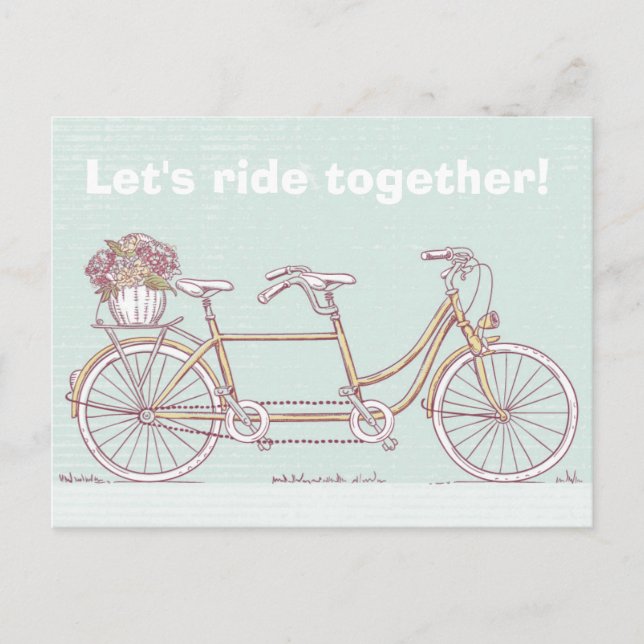 Vintage Tandem Bicycle Postcard (Front)