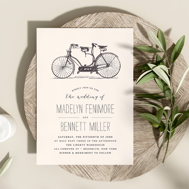 Vintage Tandem Bicycle Wedding Invitation (Creator Uploaded)