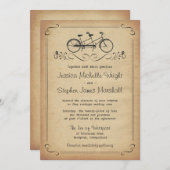 Vintage Tandem Bicycle Wedding Invitations (Front/Back)