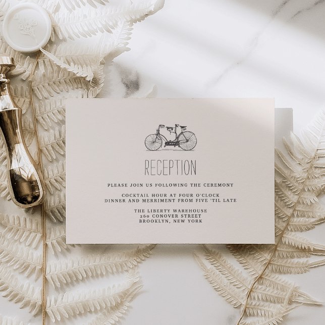 Vintage Tandem Bicycle Wedding Reception Card (Creator Uploaded)