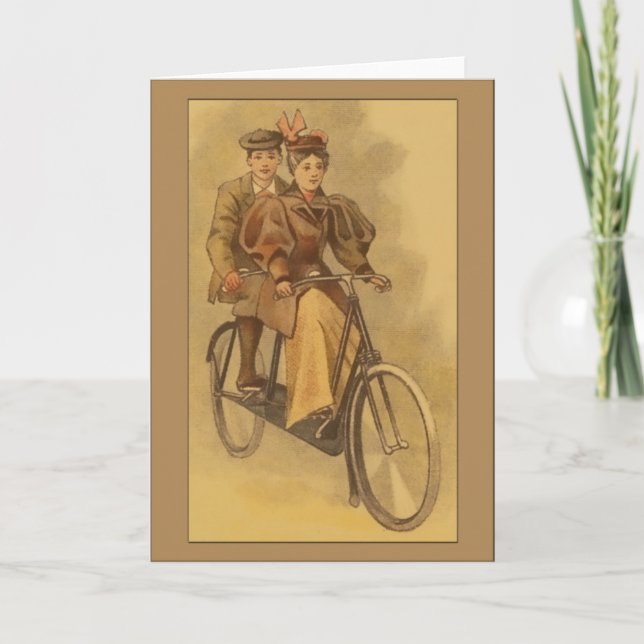 Vintage Tandem Bike Greetings Card (Front)
