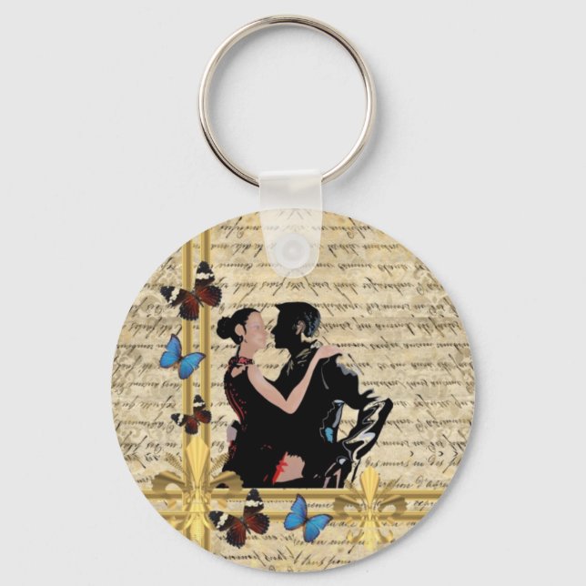 Vintage tango dancers key ring (Front)