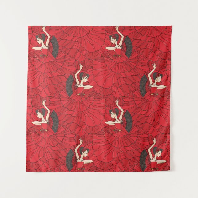 Vintage Tango Flamenco Dance Pattern Tapestry (Front)