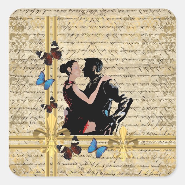 Vintage tango square sticker (Front)
