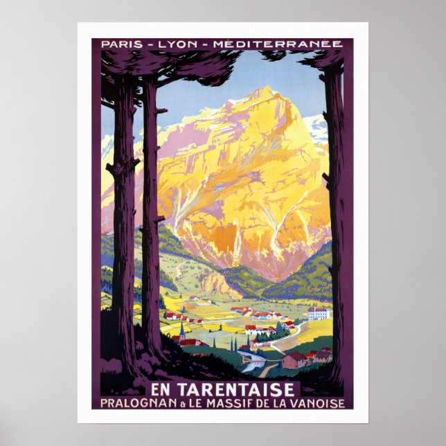 Vintage Tarentaise Valley France Alps Travel Poster (Front)