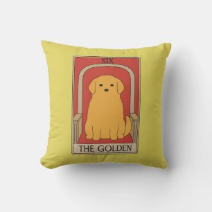Vintage Tarot Card The Golden Retriever Dog Cushion