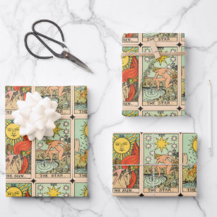 Vintage Tarot Cards Sun Moon Stars  Wrapping Paper Sheet