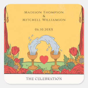 Vintage Tarot Deck Divination Mystical Wedding Square Sticker
