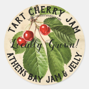 Vintage Tart Cherry Jam Product Business Label