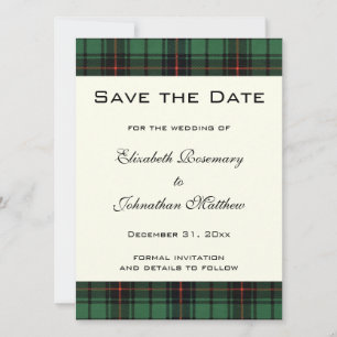 Vintage Tartan, Davidson Modern Pattern Wedding Invitation