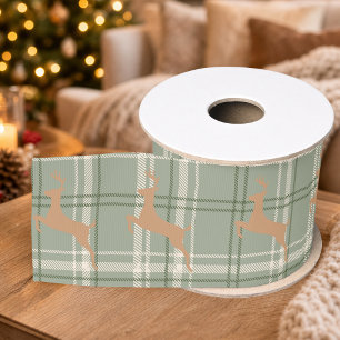 Vintage Tartan Plaid Reindeer Christmas Grosgrain Ribbon