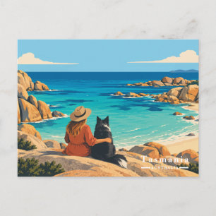 Vintage Tasmania Border Collie Souvenir Holiday Postcard