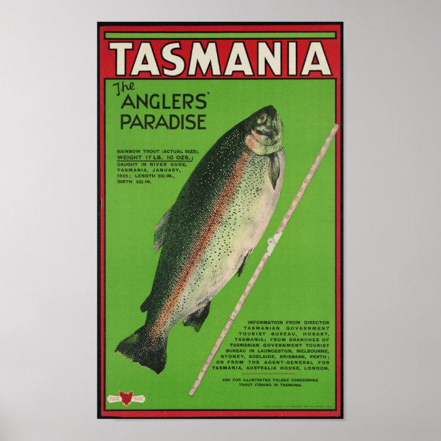 Vintage Tasmania Travel Poster (Front)