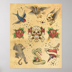 Vintage Tattoo Flash Poster