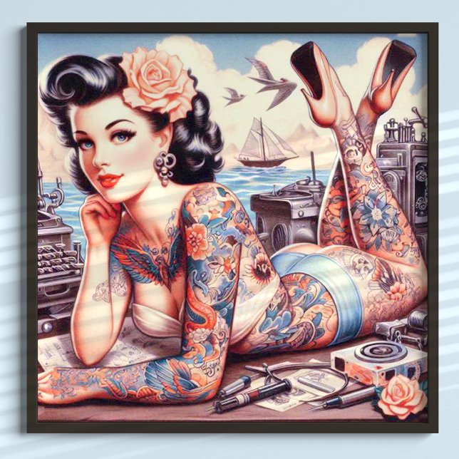 Vintage Tattoo Old School Girl Poster (Creator Uploaded)