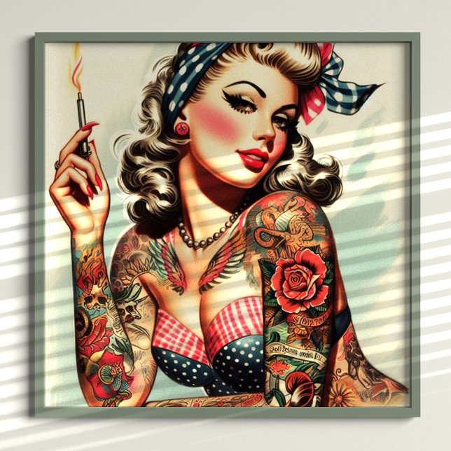 Vintage Tattoo Old School Pin-up Poster (Creator Uploaded)