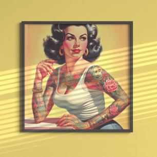 Vintage Tattoo Pin-up Poster