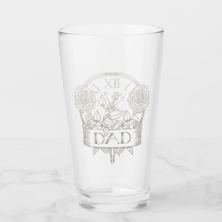 Vintage tattoo style Dad artwork Glass