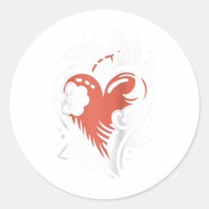 Vintage Tattoo Style Heart Clic Red Valentine Ragl Classic Round Sticker