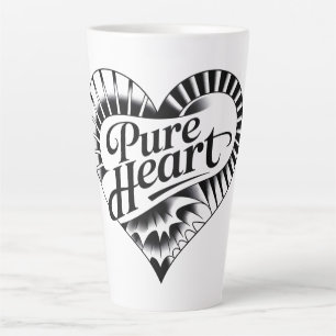 Vintage Tattoo-Style "Pure Heart" Heart Latte Mug