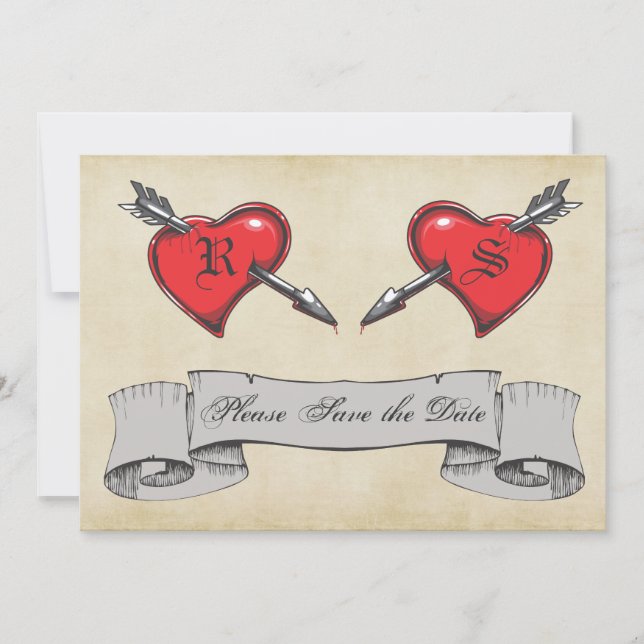 Vintage Tattoo Themed Wedding Save the Date (Front)