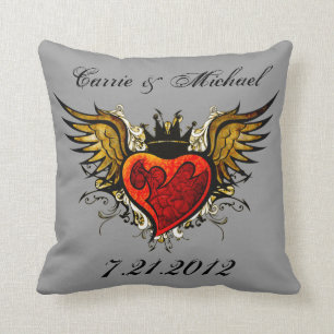 Vintage Tattoo Wedding Keepsake Pillow