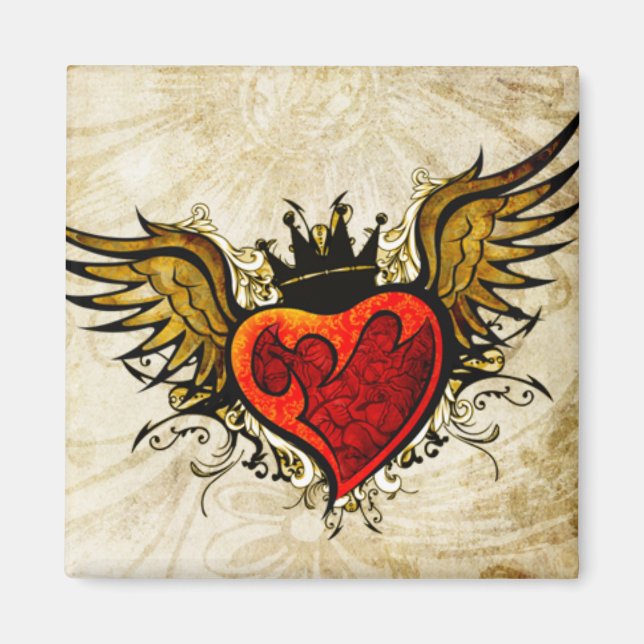 Vintage Tattoo Winged Heart  Magnet (Front)