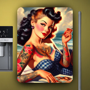 Vintage Tattooed Beach Pin-up Magnet