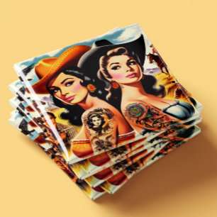 Vintage Tattooed Cowgirls Magnet