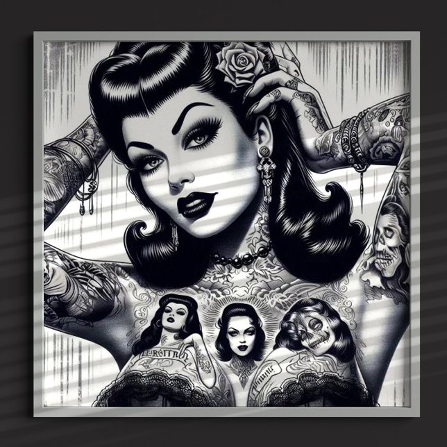 Vintage Tattooed Goth Girl Poster (Creator Uploaded)