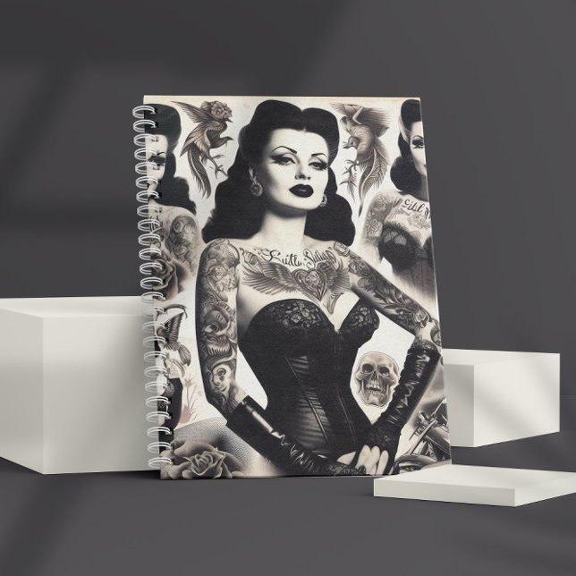 Vintage Tattooed Goth Woman Collage Notebook (Creator Uploaded)