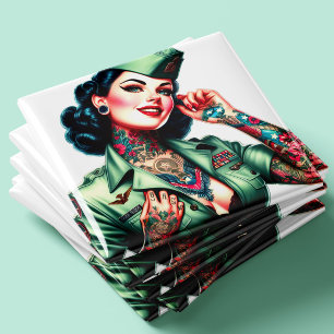 Vintage Tattooed Military Woman Magnet
